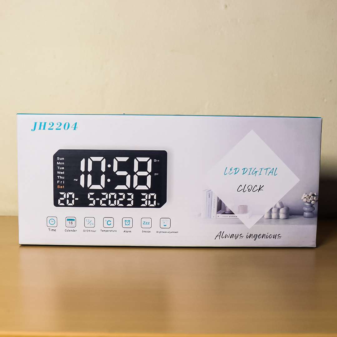 Stylish Pink LED Digital Calendar Clock – Large Display with Time, Date ...