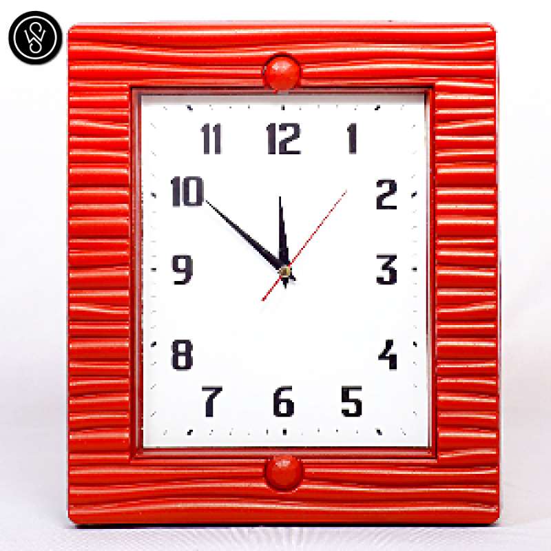 simple ,square vibrant red wall clock design