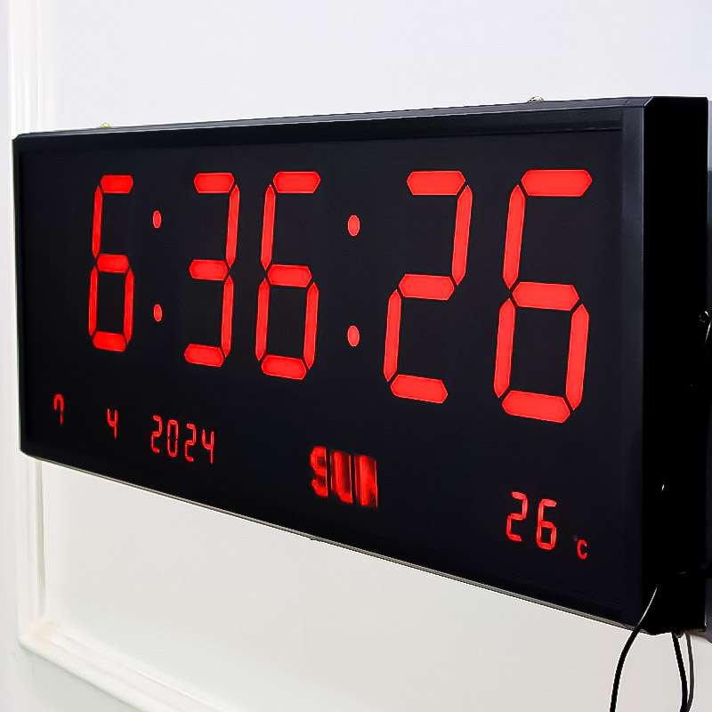 digital LED wall clock with temperature, humidity