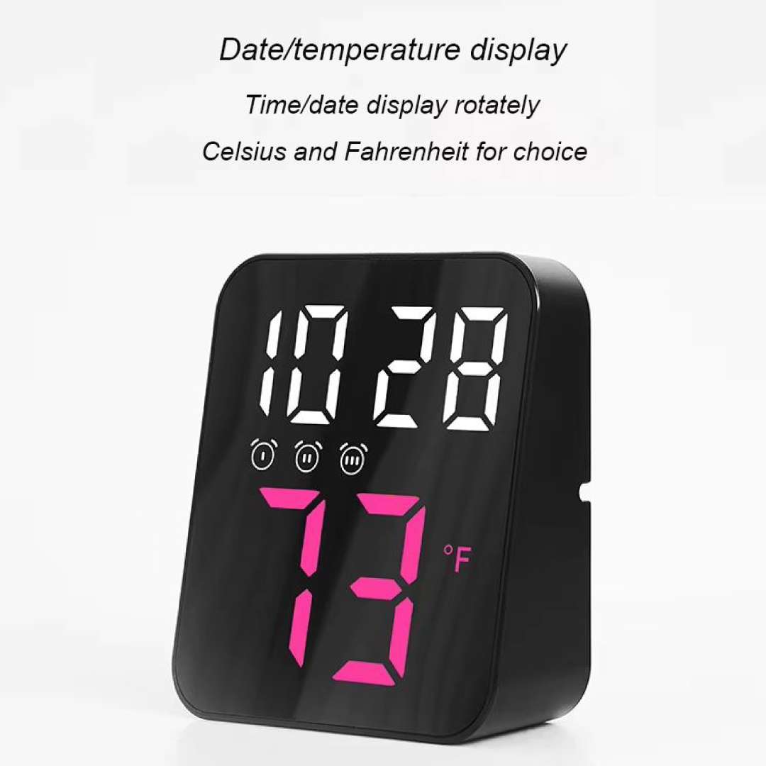 Pink Battery operated LED clock for living room