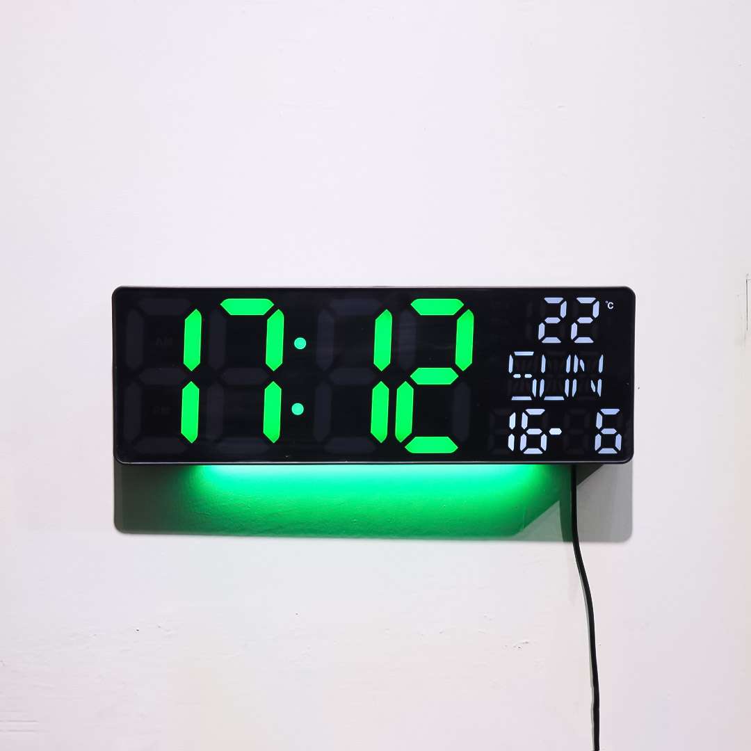 DIGITAL  LED WALL CLOCK (GREEN UNDERGLOW)