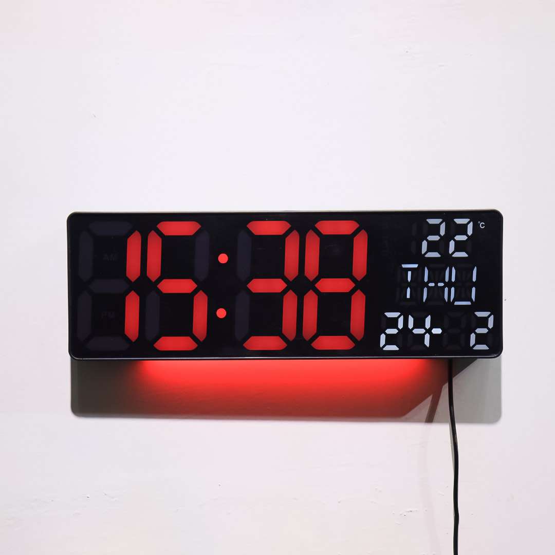 Red Digital LED Wall Clock With Night Light